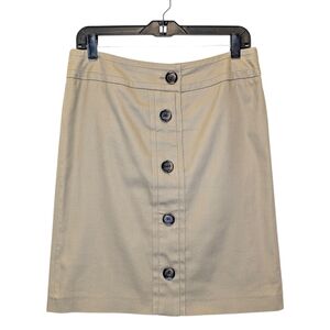 Charles Gray London Khaki Tailored Button Front Midi Skirt Size 8 Classic